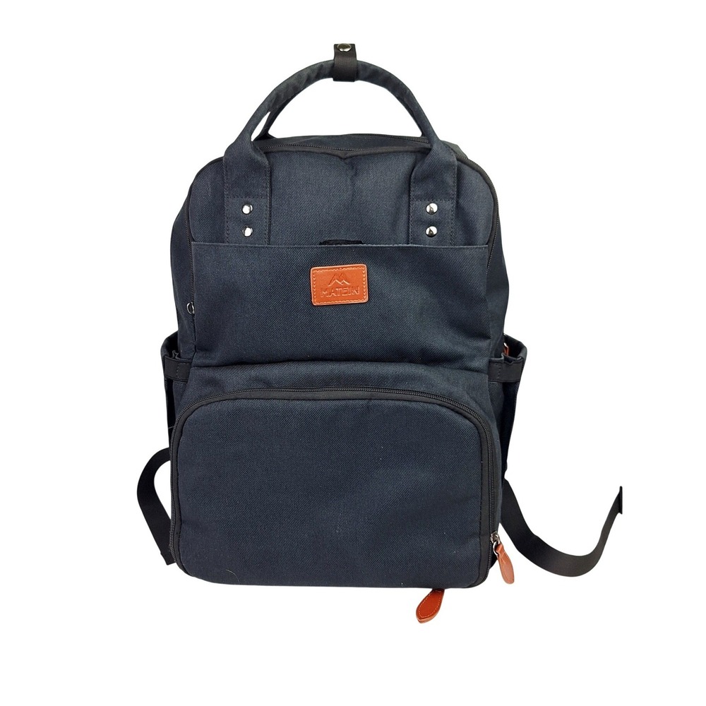 Matein Lunch Backpack with Insulated Cooler Compartment Black Laptop Bag USB